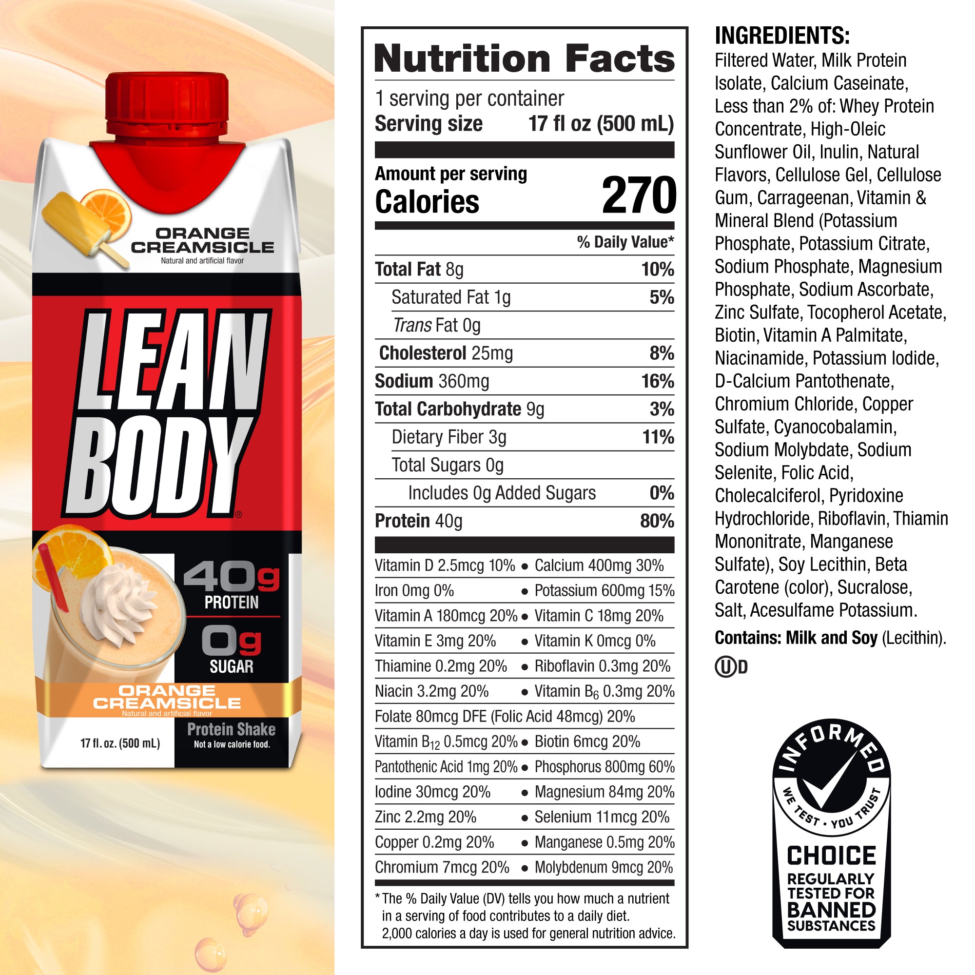 Lean Body Ready-to-Drink Protein Shake (17oz) 12 Pack