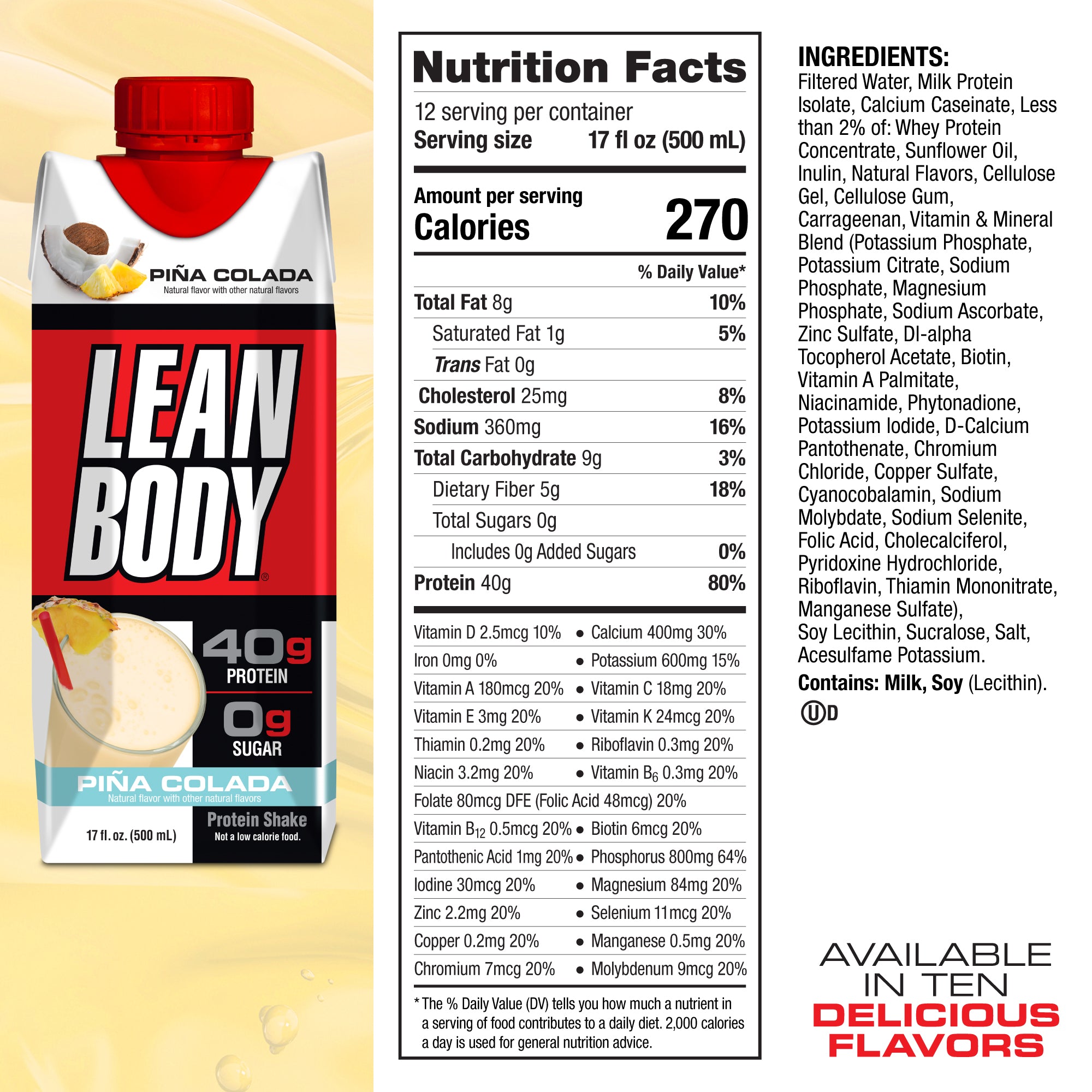 Lean Body Ready-to-Drink Protein Shake (17oz) 12 Pack - S&S