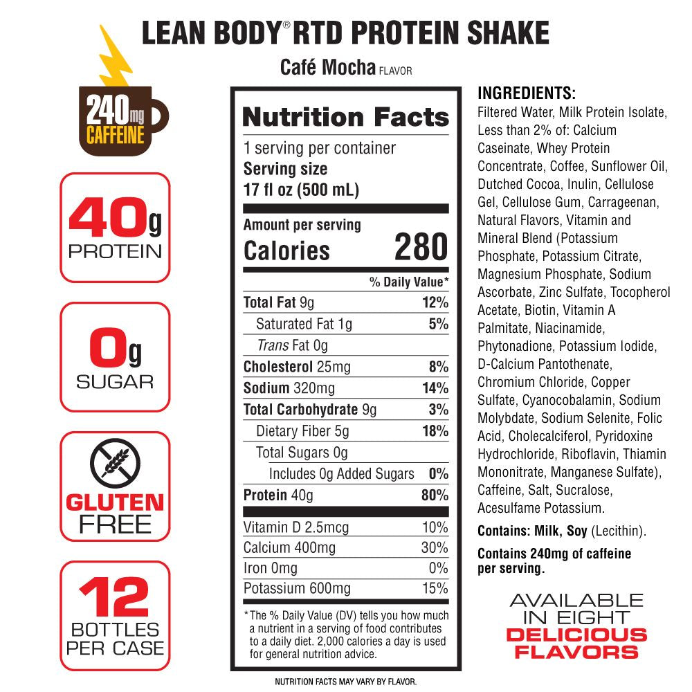 Lean Body Ready-to-Drink Protein Shake (17oz) 12 Pack