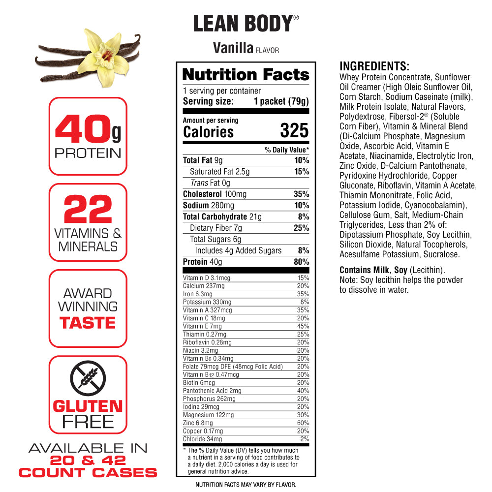 Lean Body All-in-One Protein Shake Packets