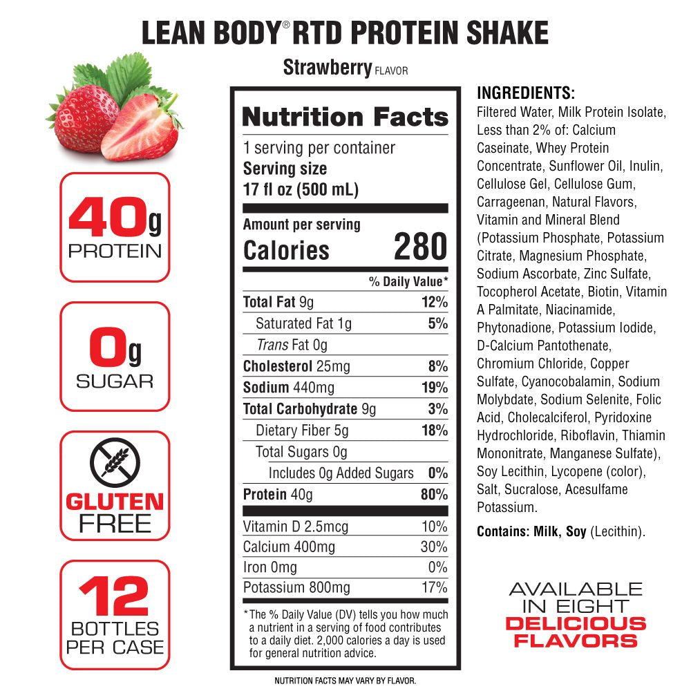 Lean Body Ready-to-Drink Protein Shake (17oz) 12 Pack