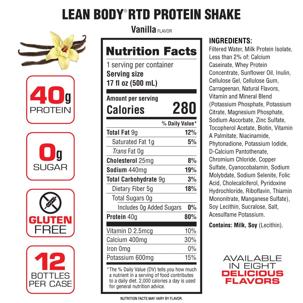 Lean Body Ready-to-Drink Protein Shake (17oz) 12 Pack