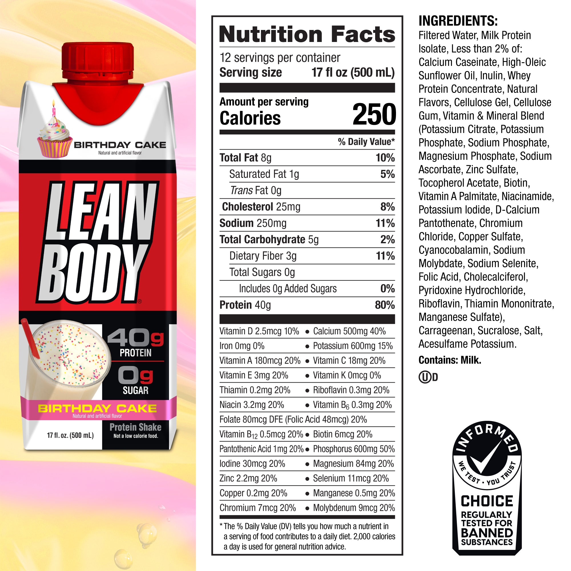 Lean Body Ready-to-Drink Protein Shake (17oz) 12 Pack