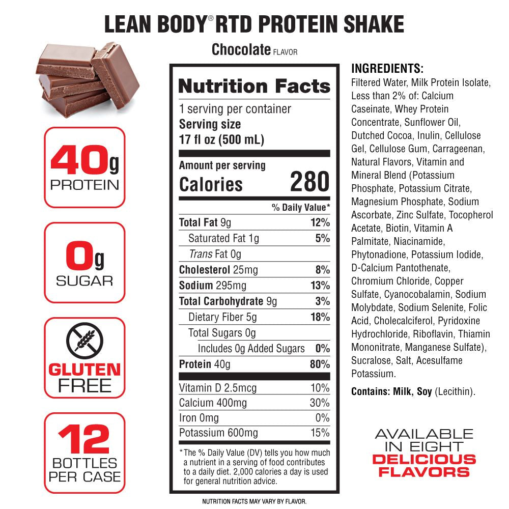Lean Body Ready-to-Drink Protein Shakes (17oz) 12 Pack